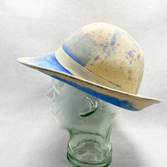 Custom Handmade Cream Pastel Tie-Dye Wool Rancher main image 6